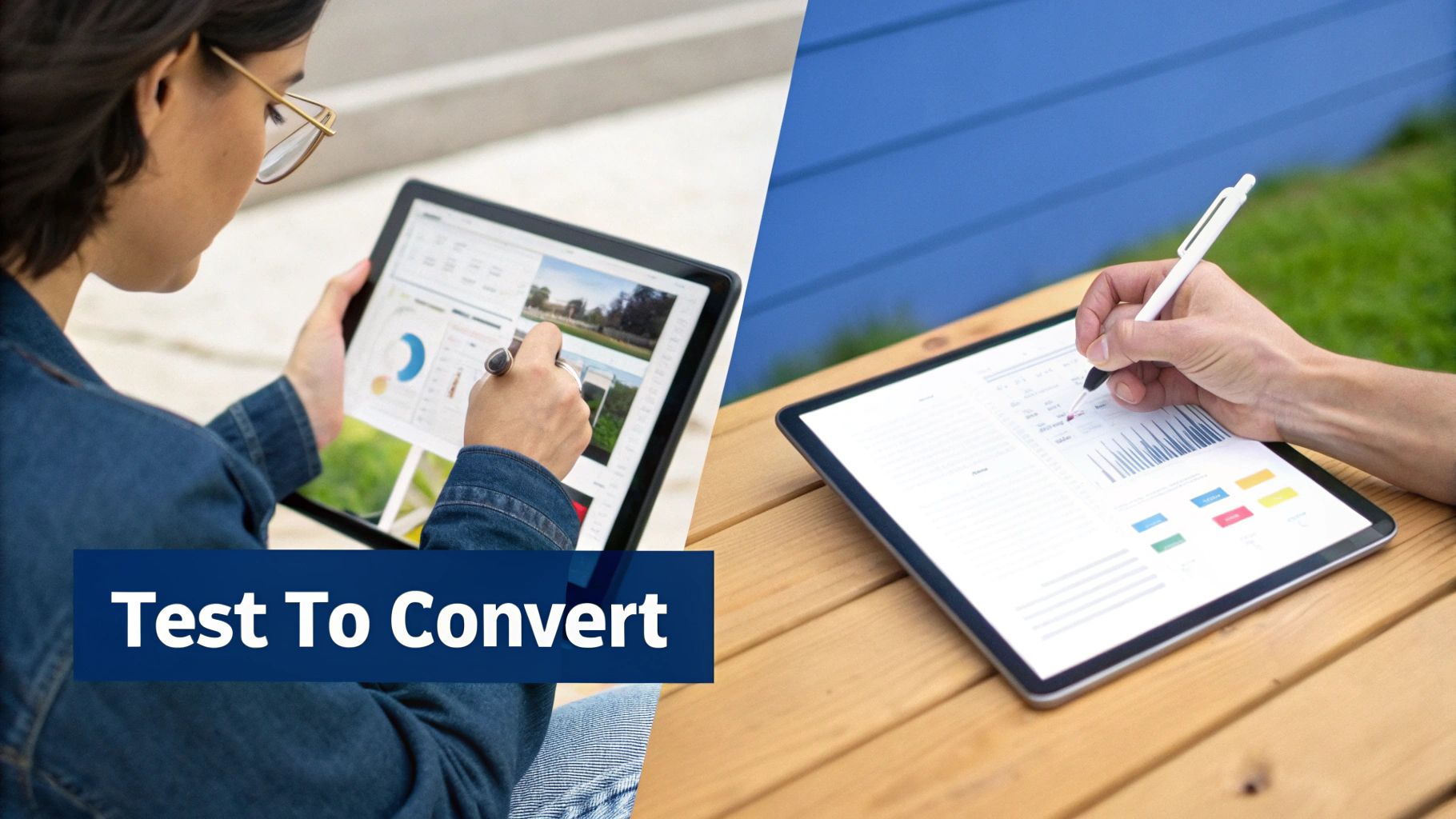 Professional using digital tablet with stylisto analyze business data and conversion metrics
