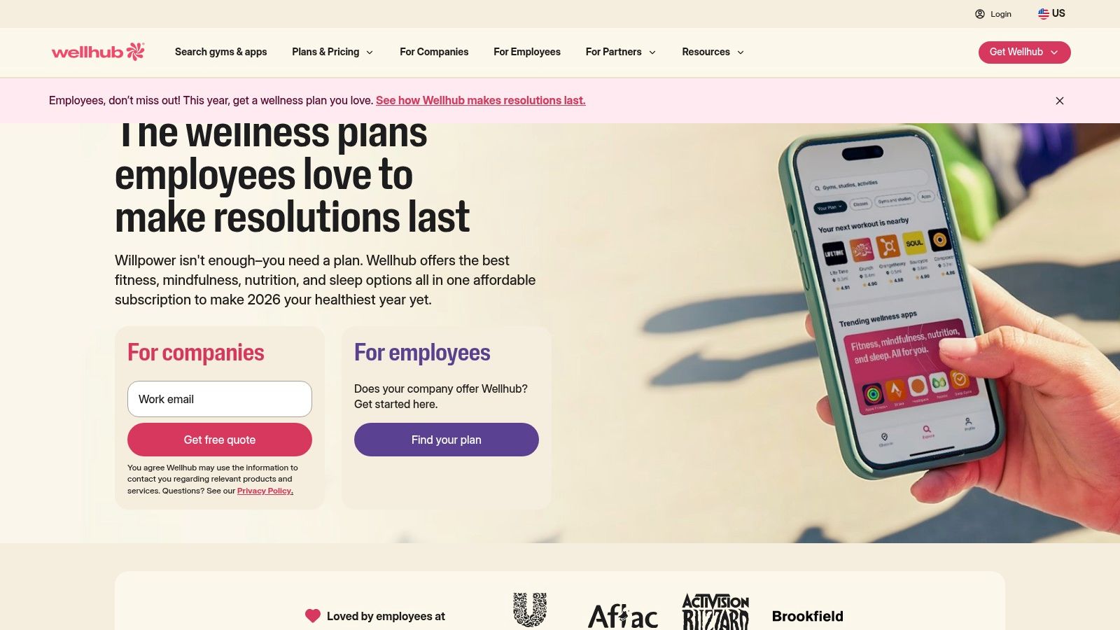 Wellhub's platform offering flexible access to gyms and wellness apps