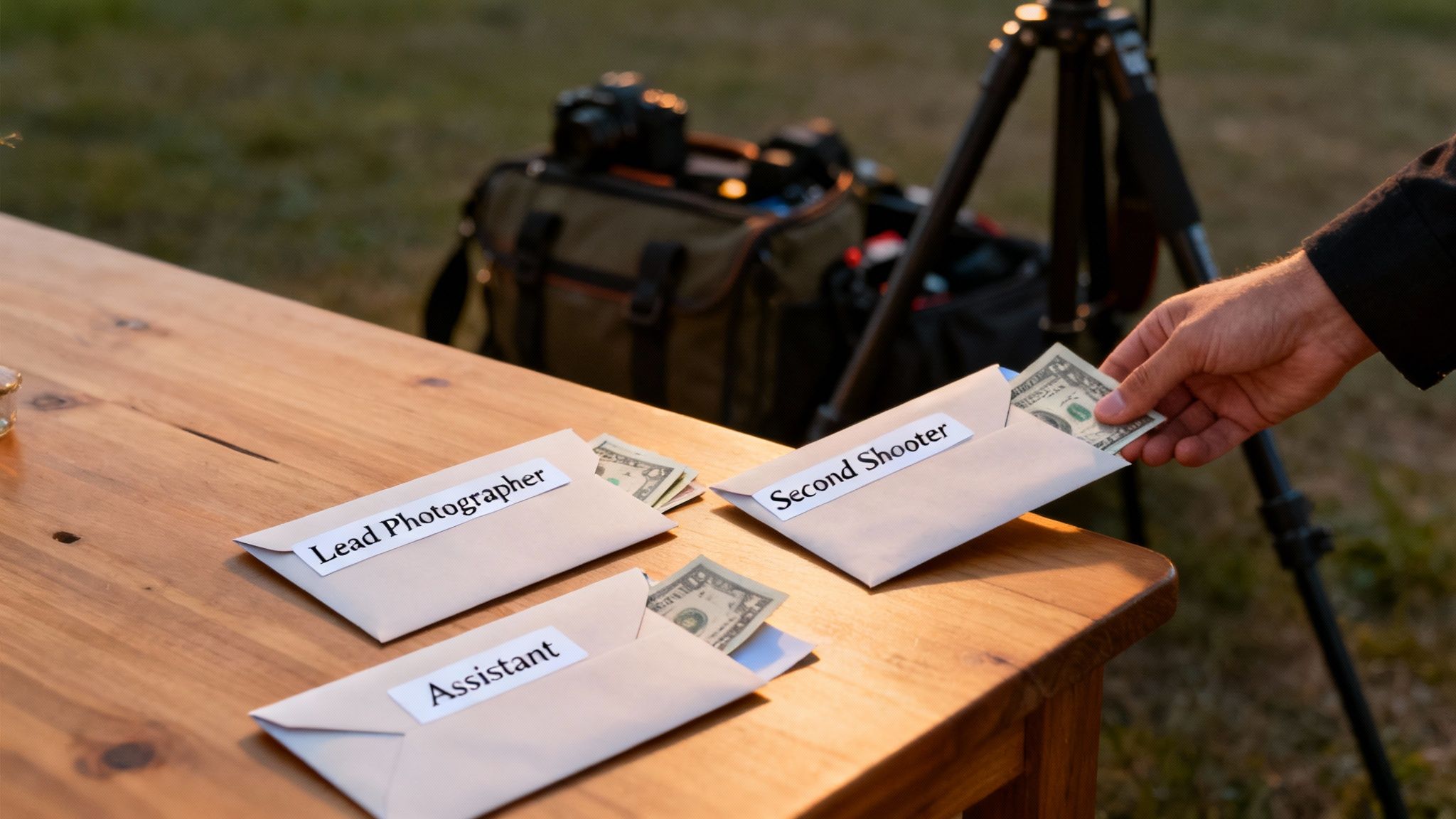 A bride and groom reading a heartfelt thank-you card together after their wedding.