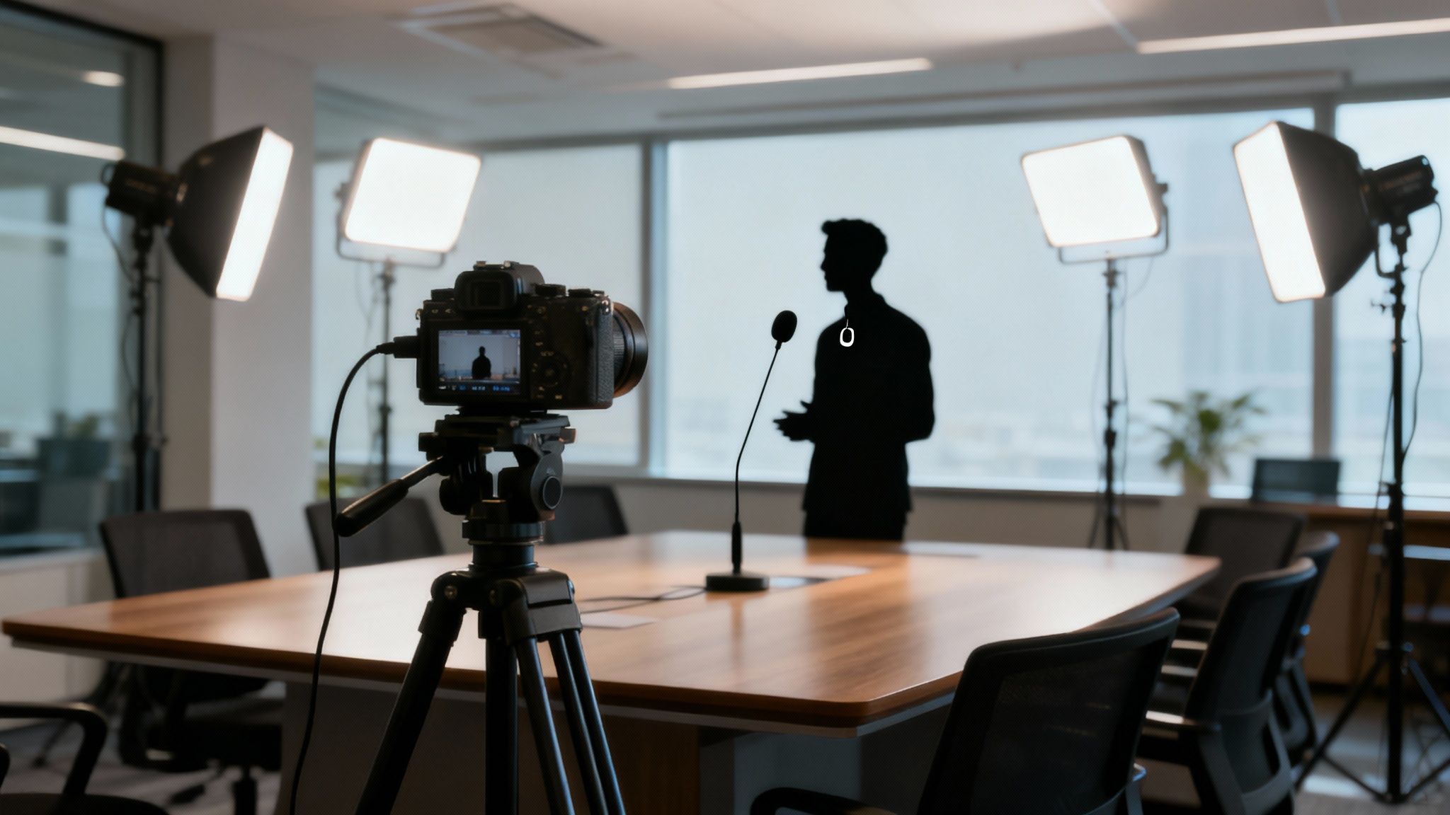 Professional video shoot in progress for a business
