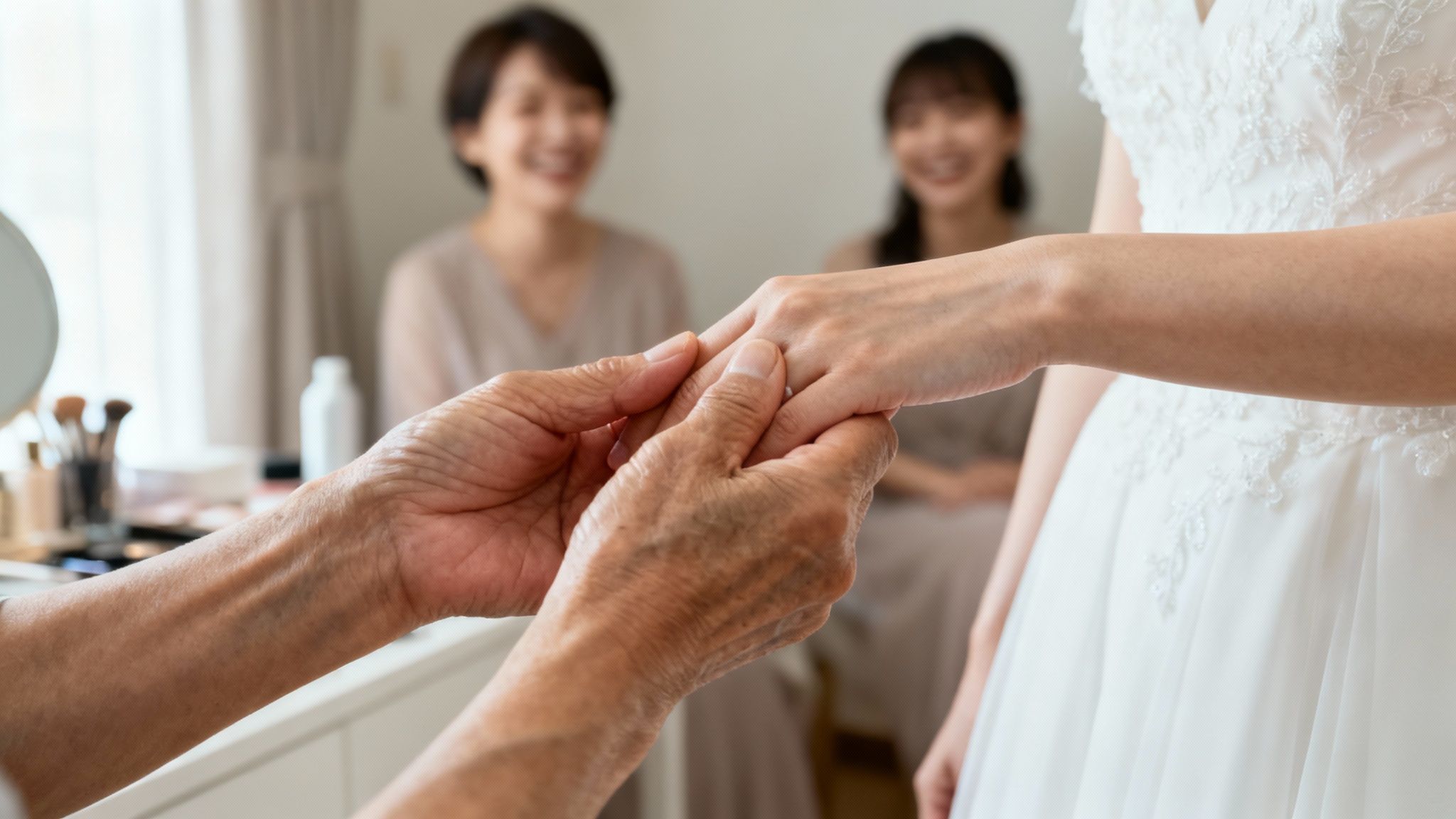 Couple sharing a quiet moment together on their wedding day.