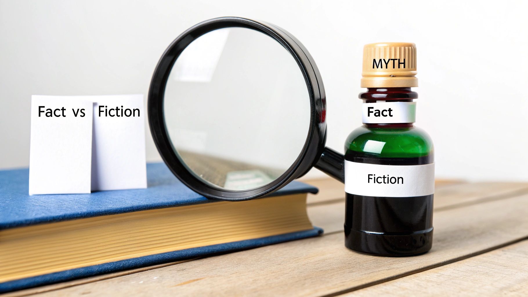 A fuel additive bottle next to car keys on a wooden surface, suggesting a choice