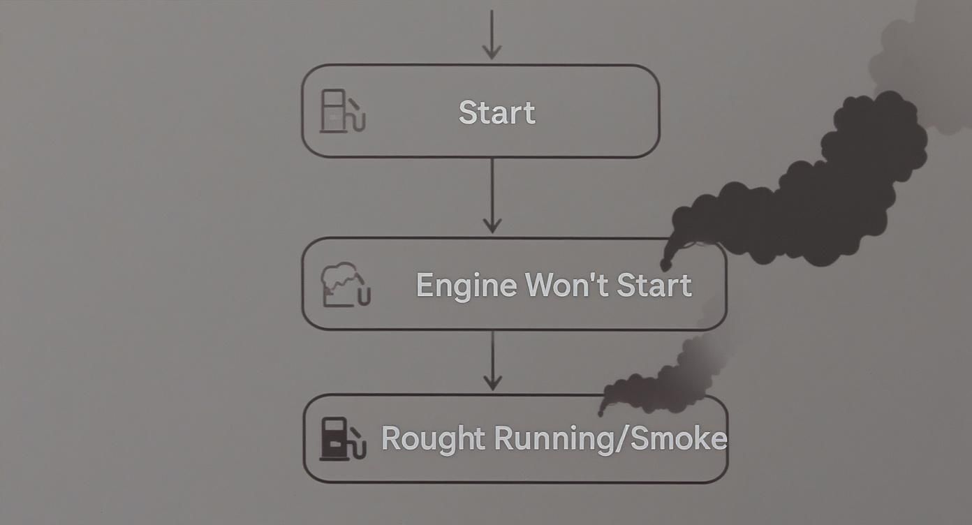Infographic about wrong fuel in car symptoms