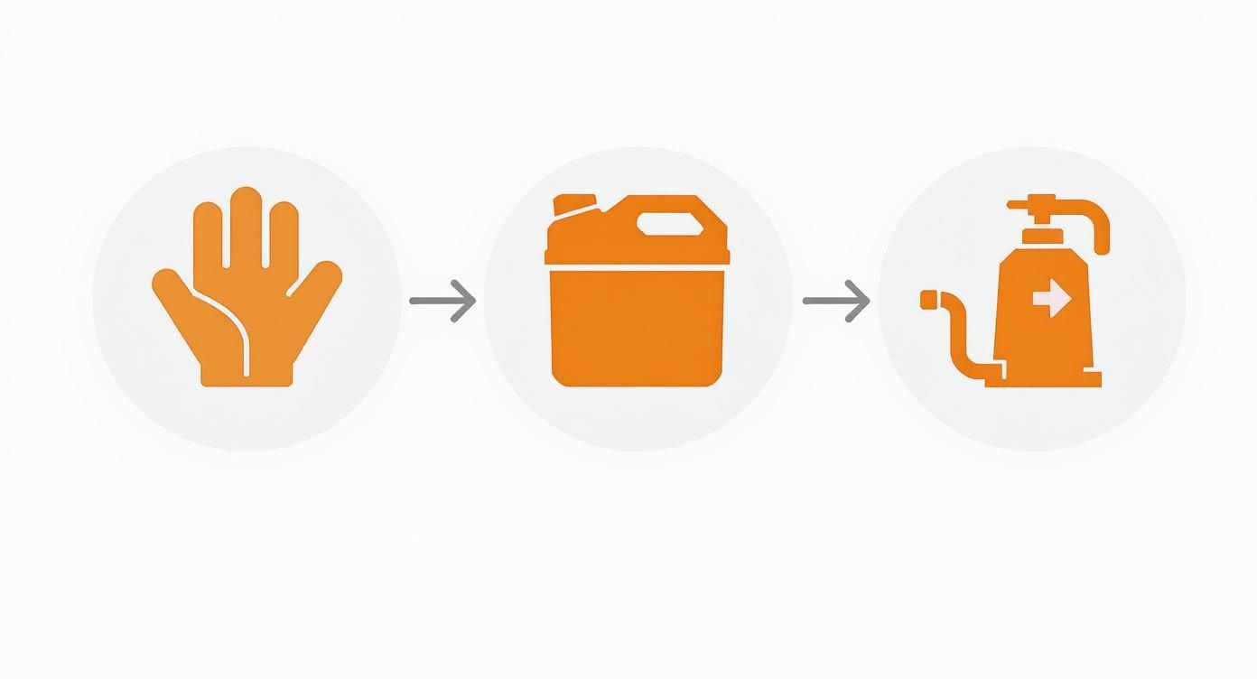 Infographic about how to drain a petrol tank