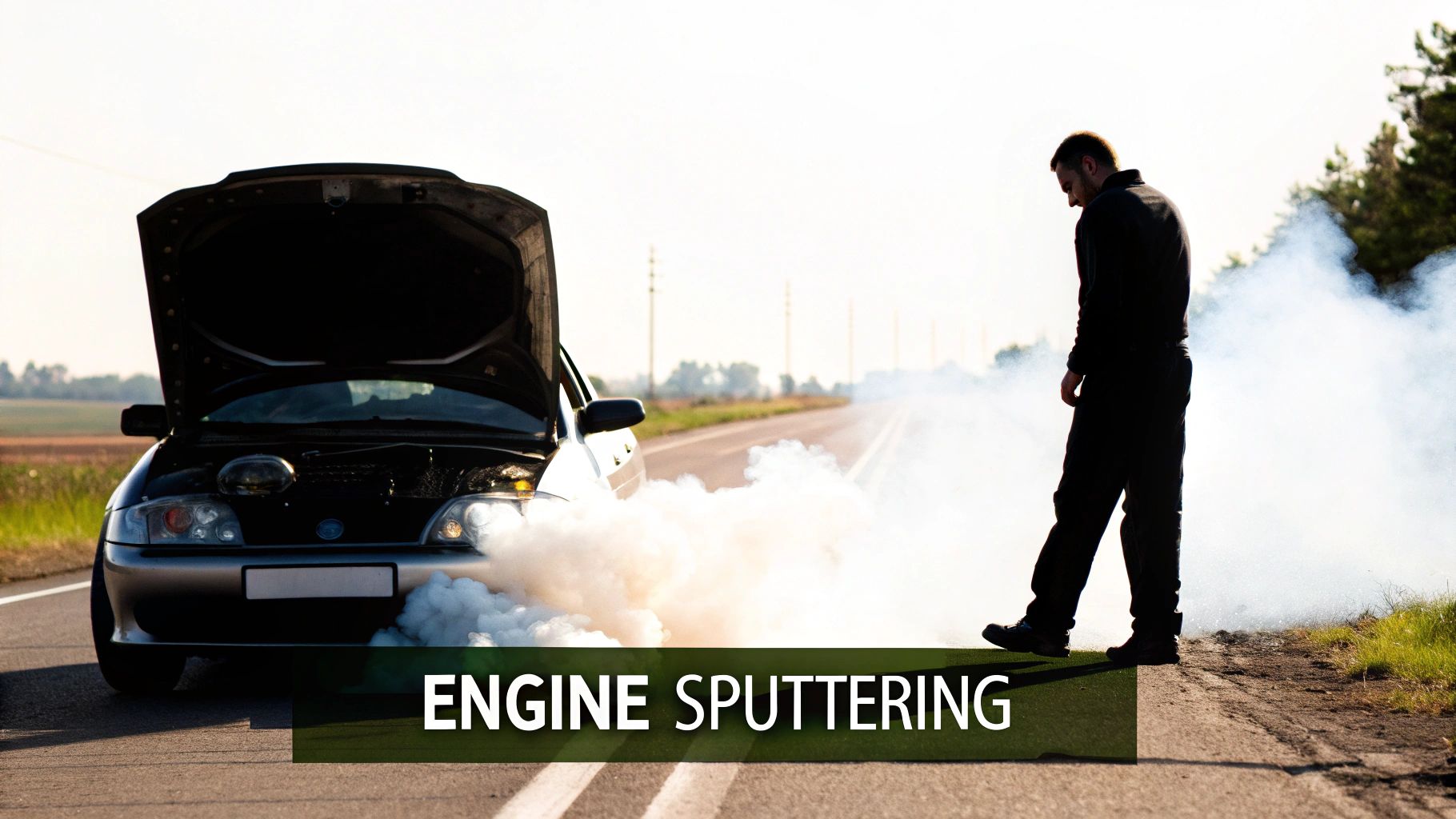 A car&#39;s exhaust pipe emitting white smoke, a key symptom of misfuelling.