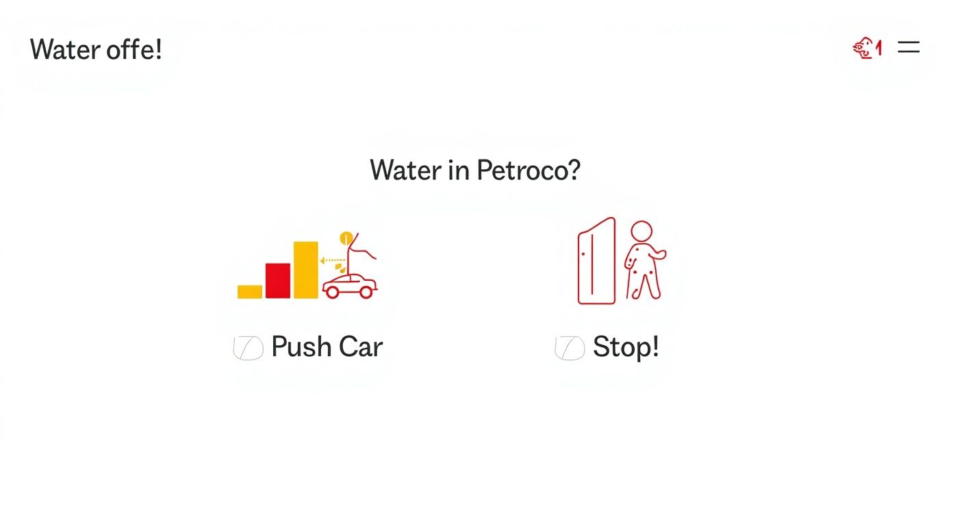 Infographic about water in the petrol tank