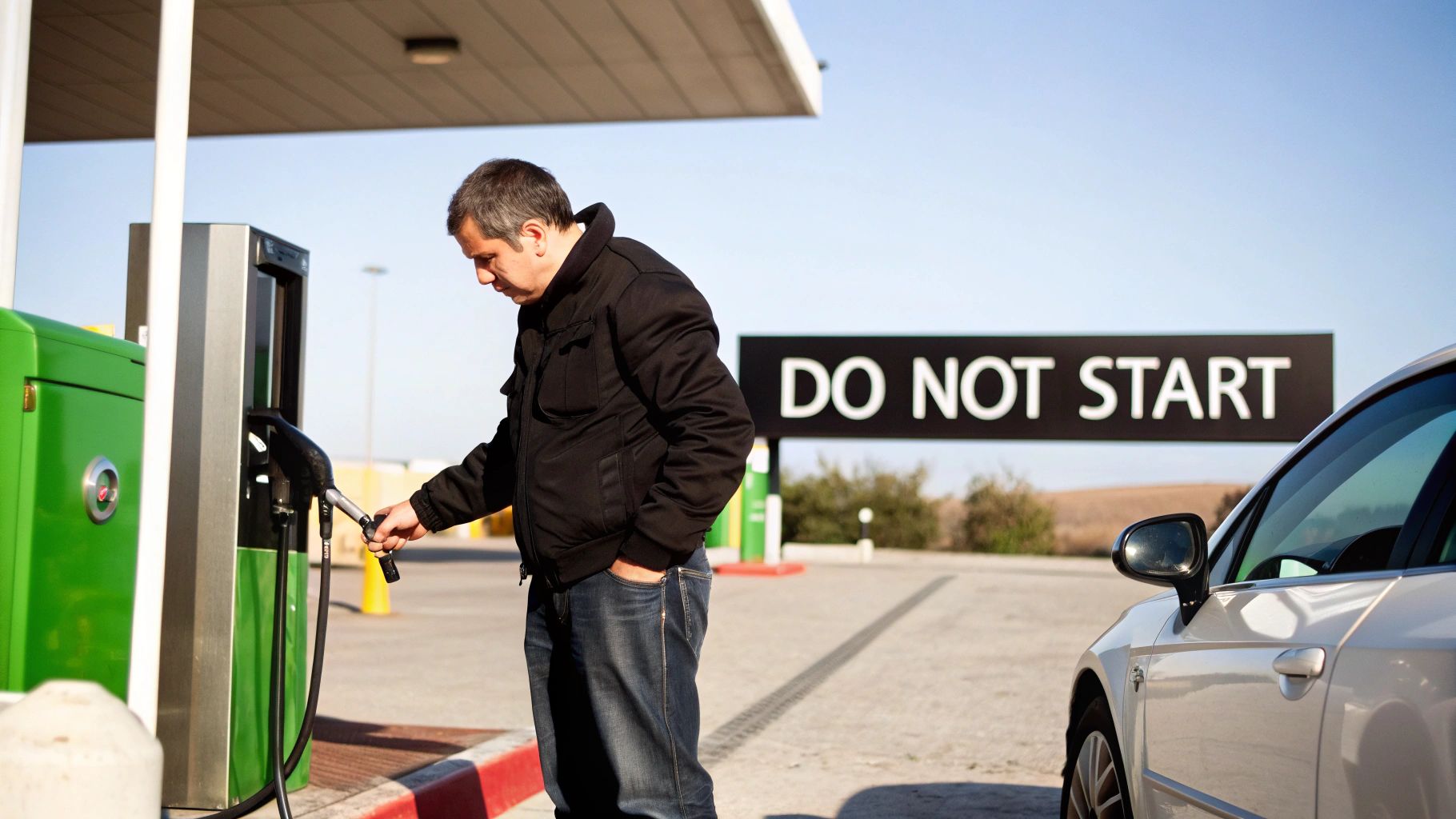 A car dashboard showing engine warning lights on a dark background.
