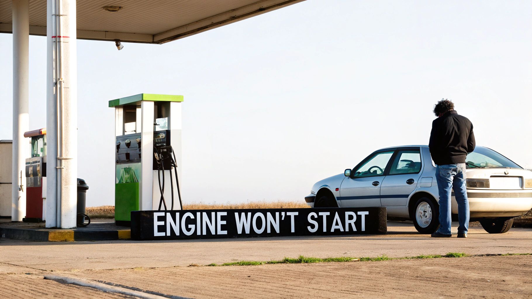 A car being refuelled at a petrol station, illustrating the moment a misfuelling mistake can happen.