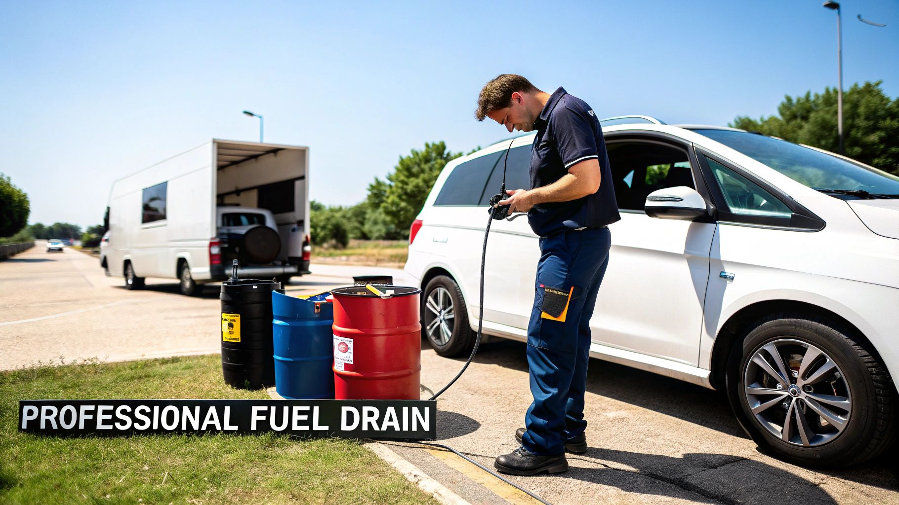 A city street view with visible air haze, indicating pollution from vehicle traffic.