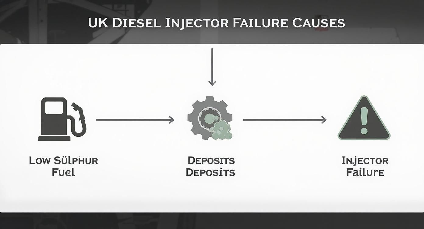 Infographic about symptoms of bad fuel injectors in diesel
