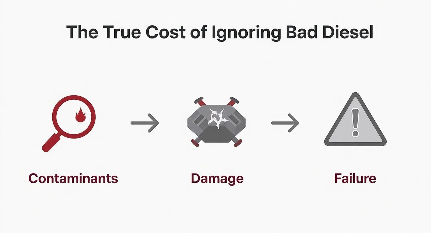 Infographic about contaminated diesel fuel