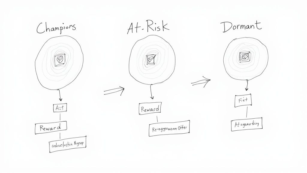 An abstract image representing data transforming into a cohesive, actionable strategy with gears and arrows showing progression.