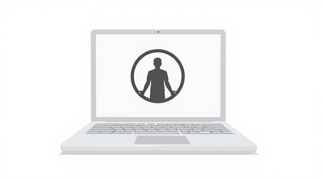 A person smiling while looking at a mobile phone, likely confirming an appointment.