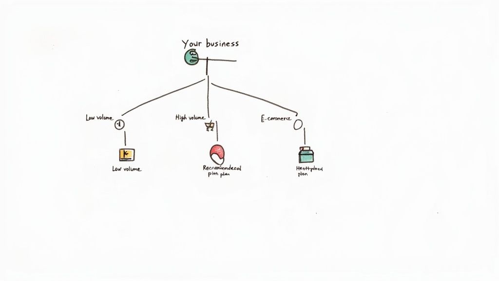 A person sitting at a desk and reviewing different virtual receptionist plans on a laptop screen.