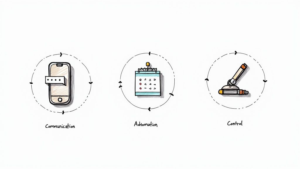 A checklist interface on a digital screen, symbolizing the selection of features for an AI receptionist.