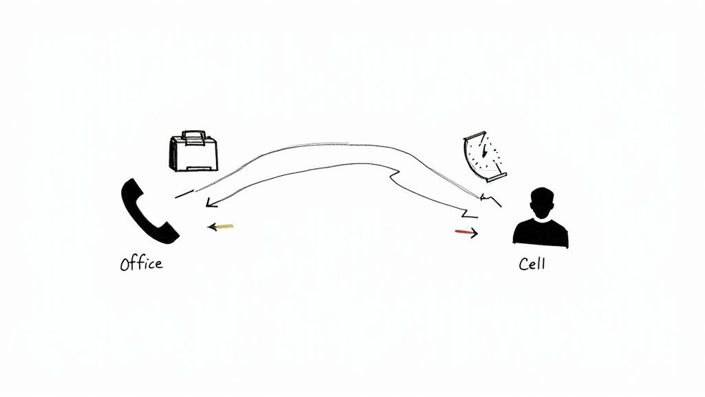 A person setting up call forwarding on their smartphone, looking focused.