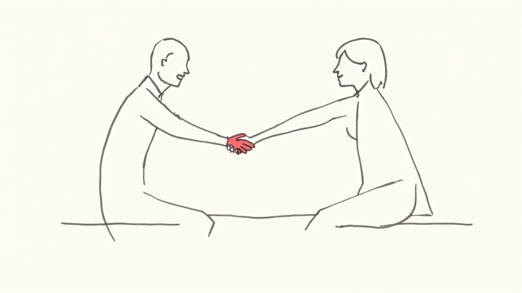 An image of two people shaking hands in a professional setting, symbolizing trust and excellent customer service.