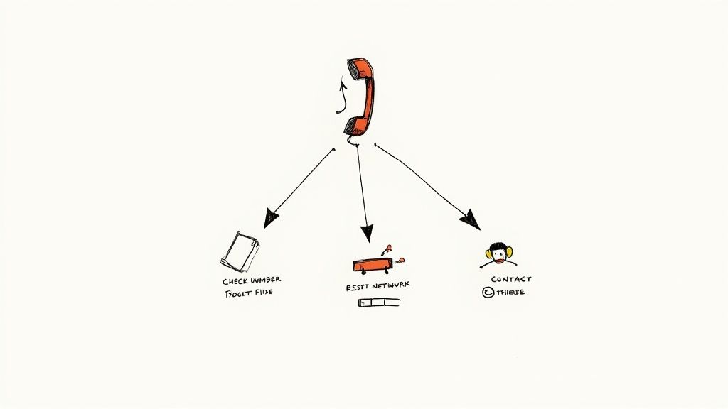 A person troubleshooting their smartphone with a frustrated but determined expression.