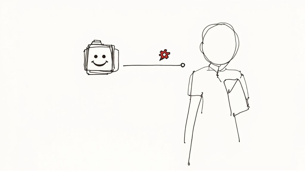 AI reshaping answering service costs with futuristic interface.