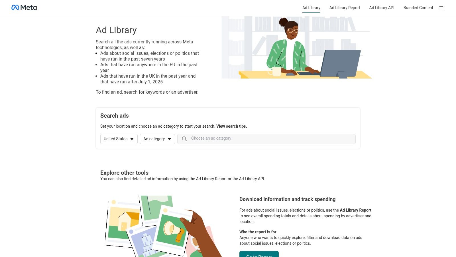 Meta Ad Library (Facebook and Instagram)