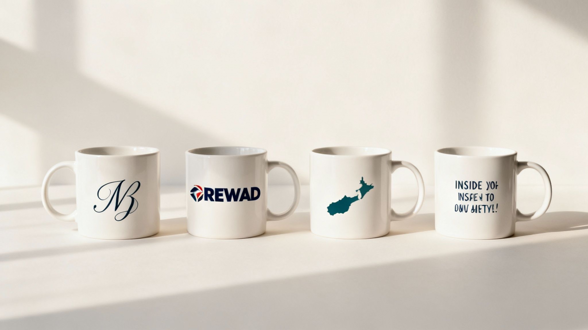 A person holding a personalised coffee mug with a photo printed on it.