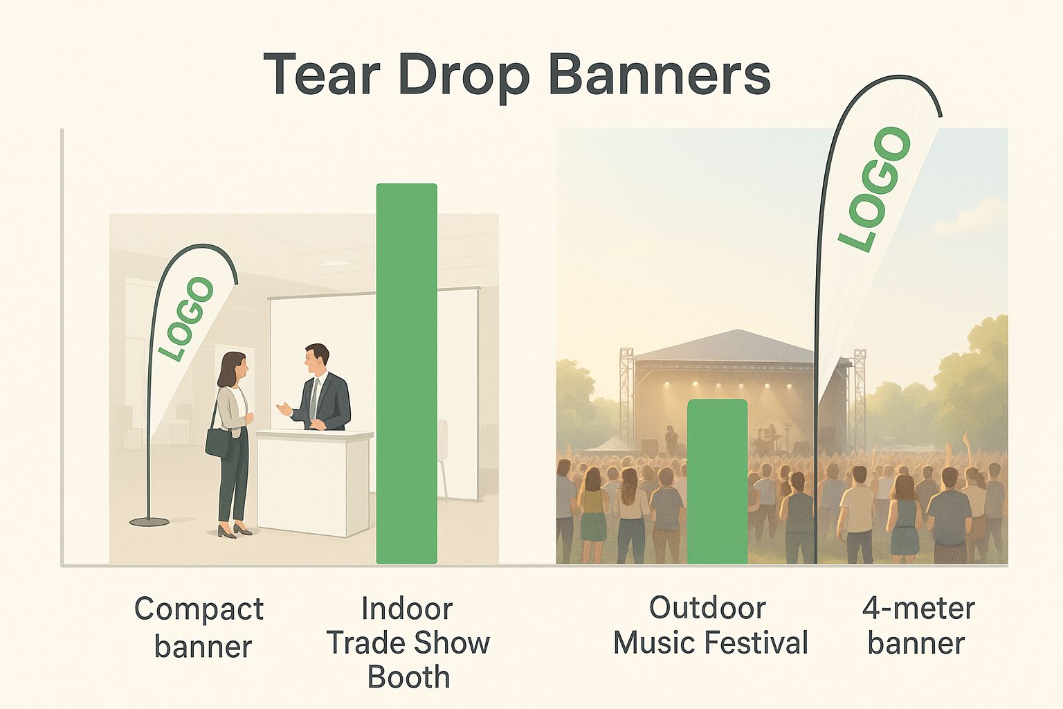 Infographic about tear drop banner