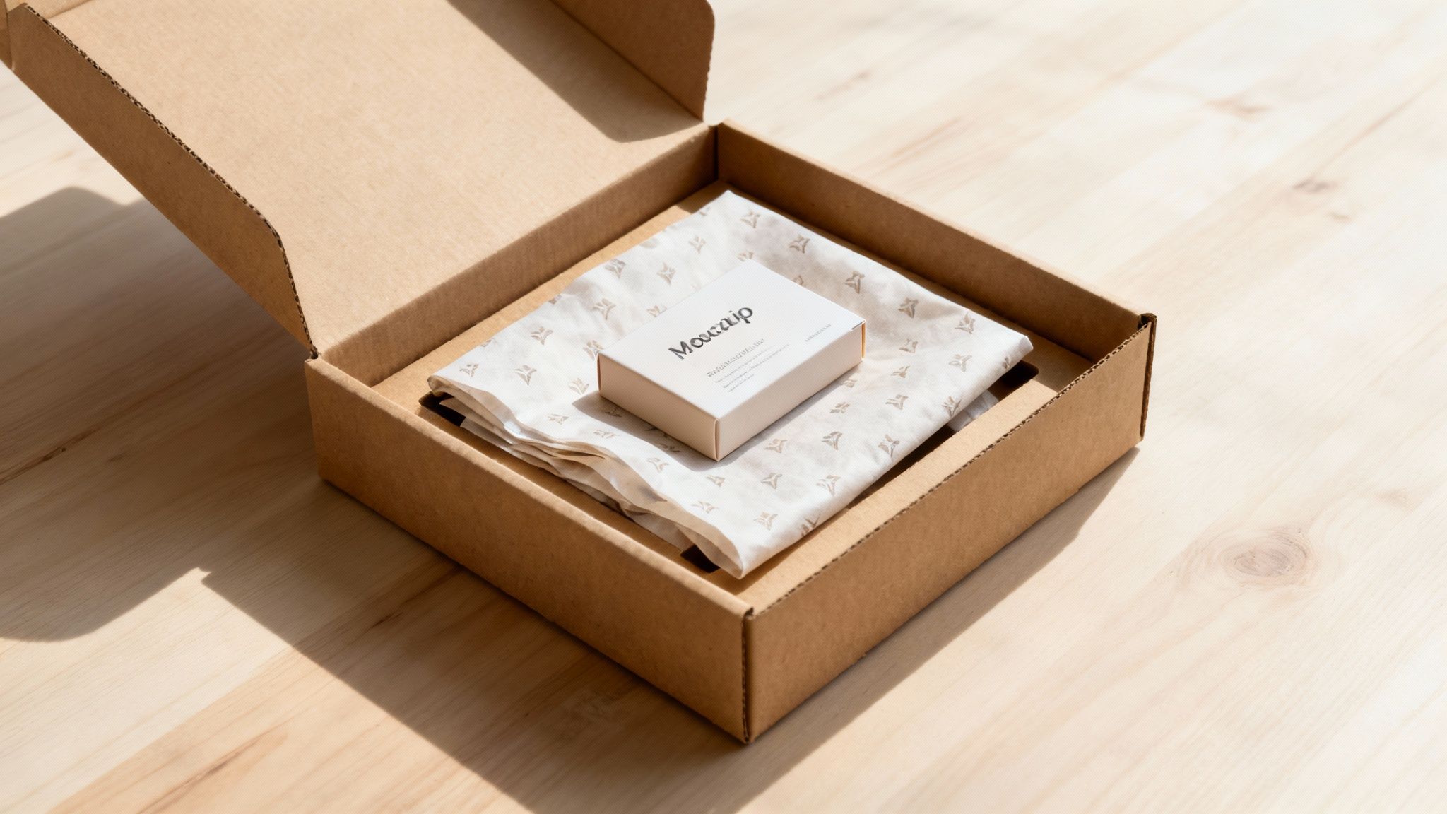 A person happily unboxing a well-designed cardboard package, showing custom printing and inserts.