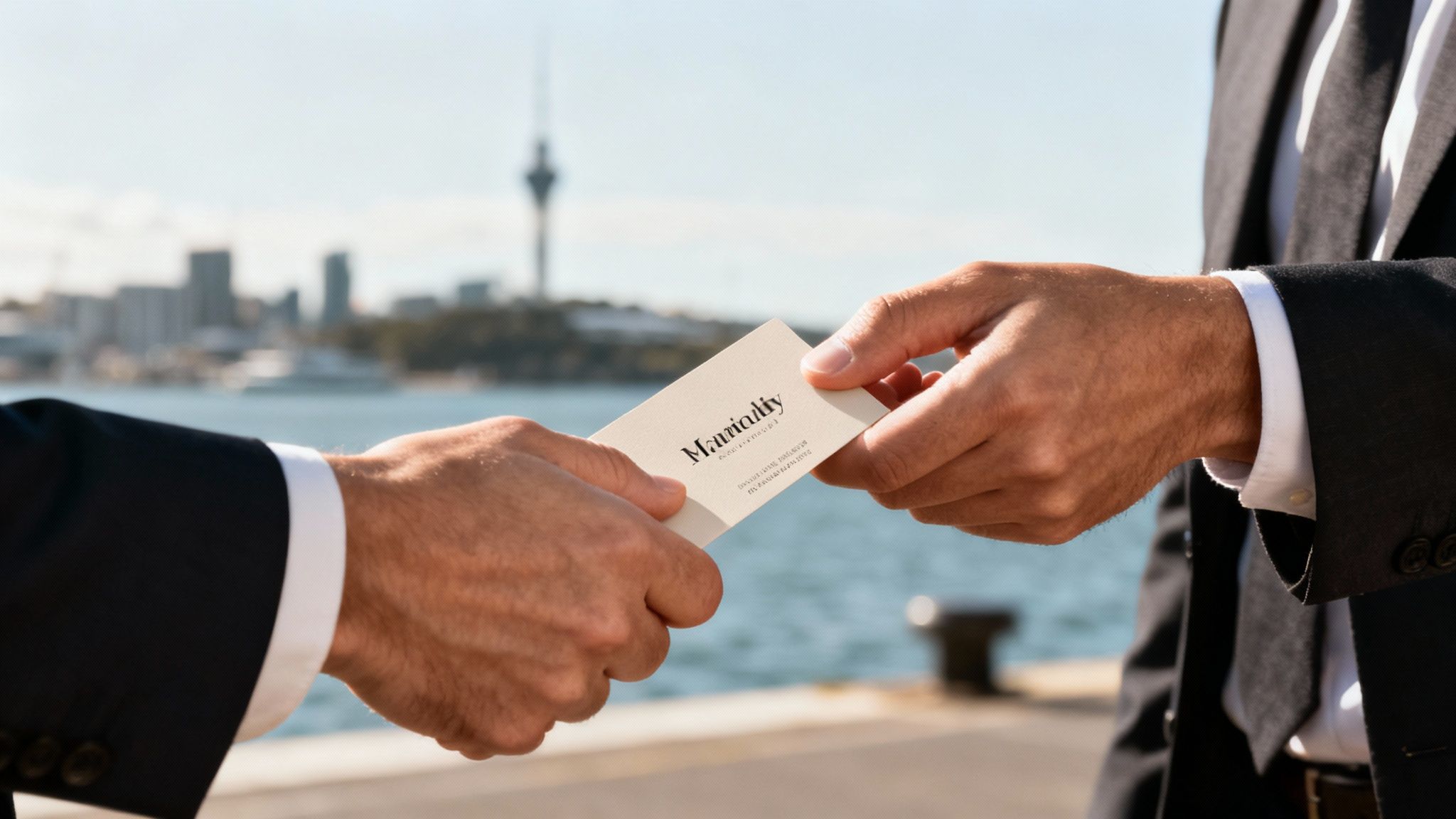 A stack of professionally printed business cards with a modern design