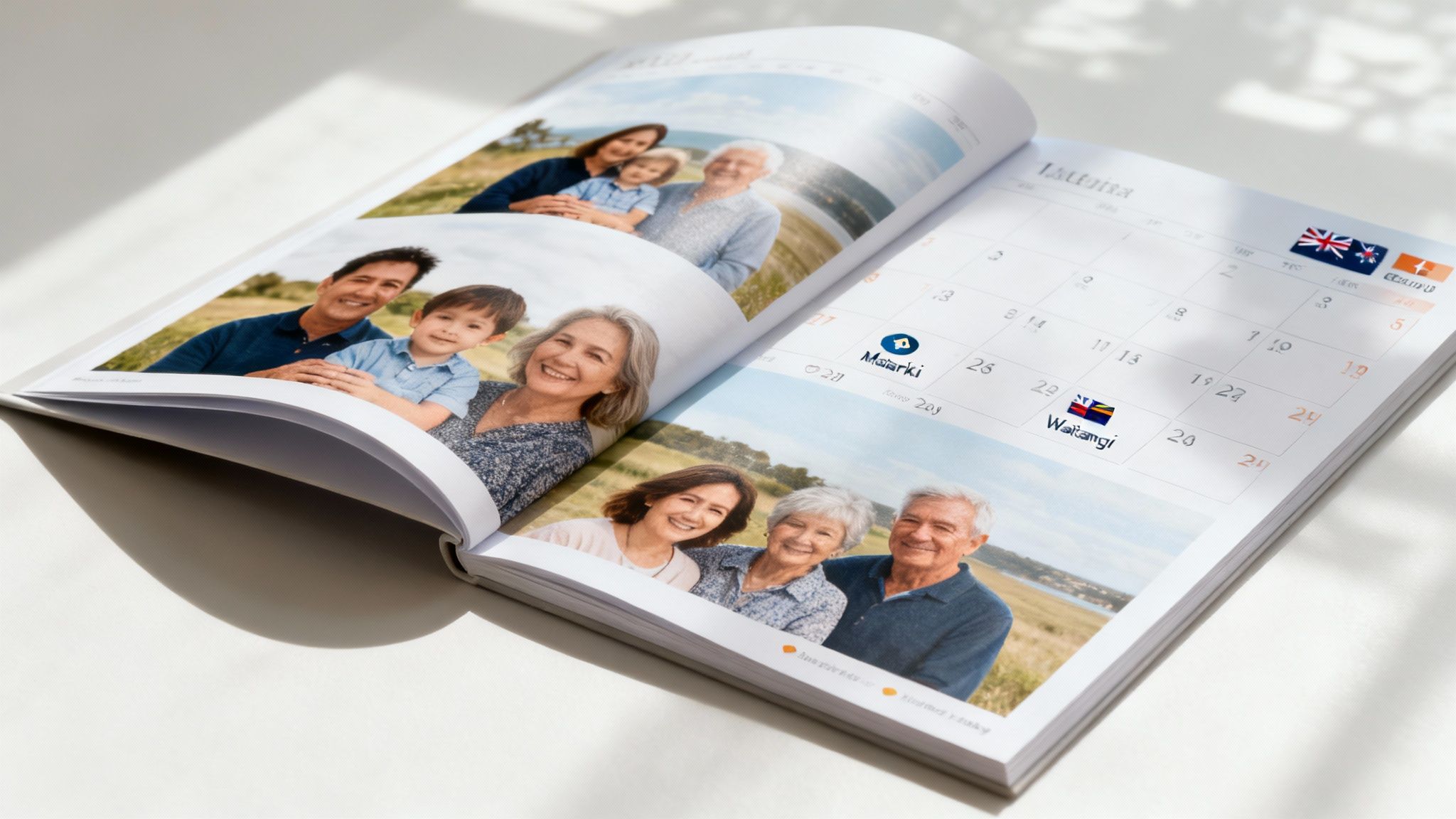A cohesive personalised calendar design with high-resolution photos and a clean layout.