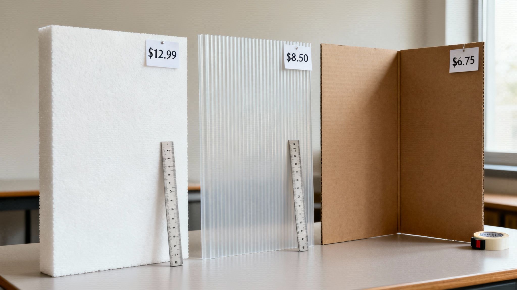 Student testing board materials