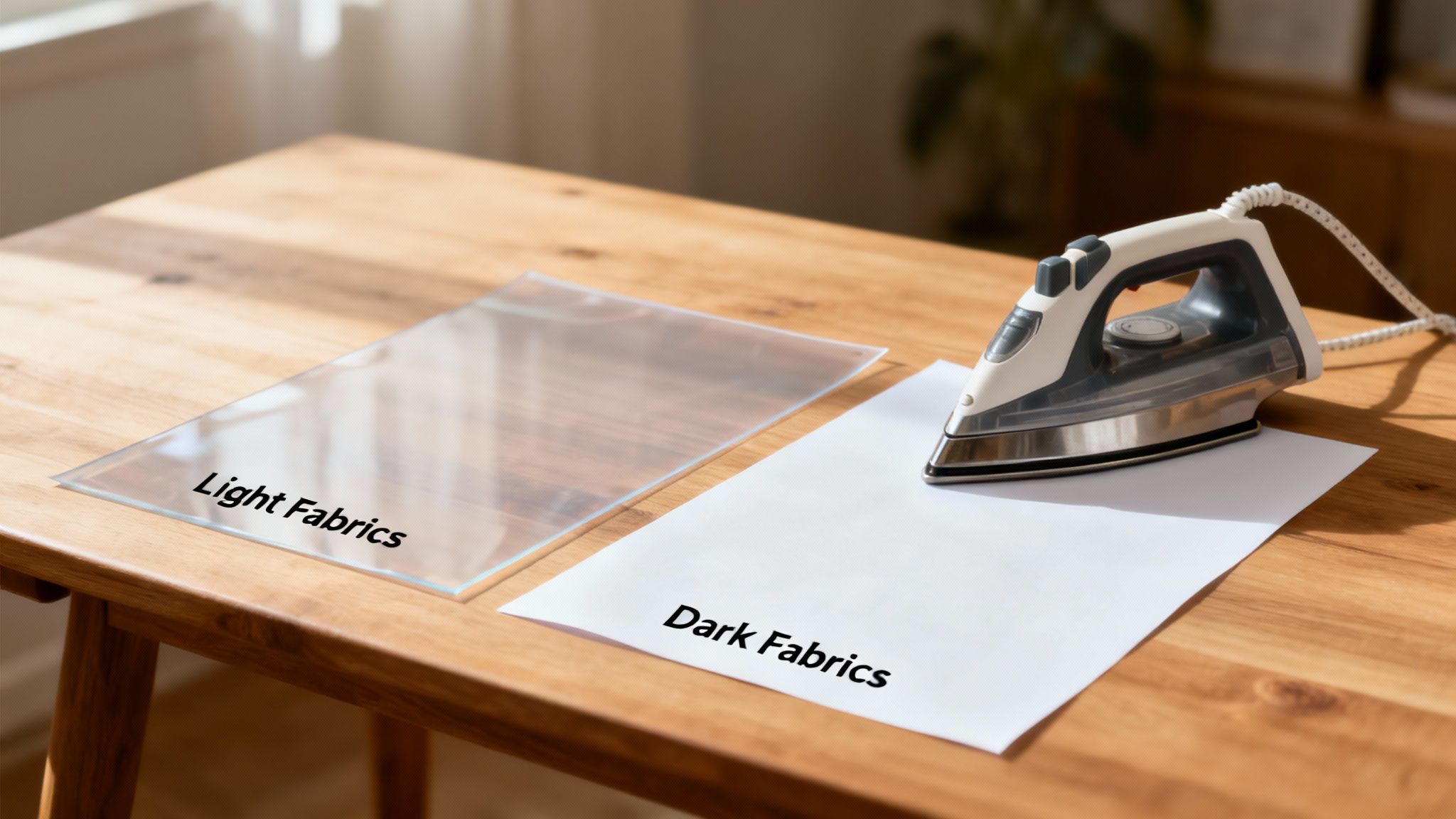 Person selecting rolls of transfer paper from a shelf