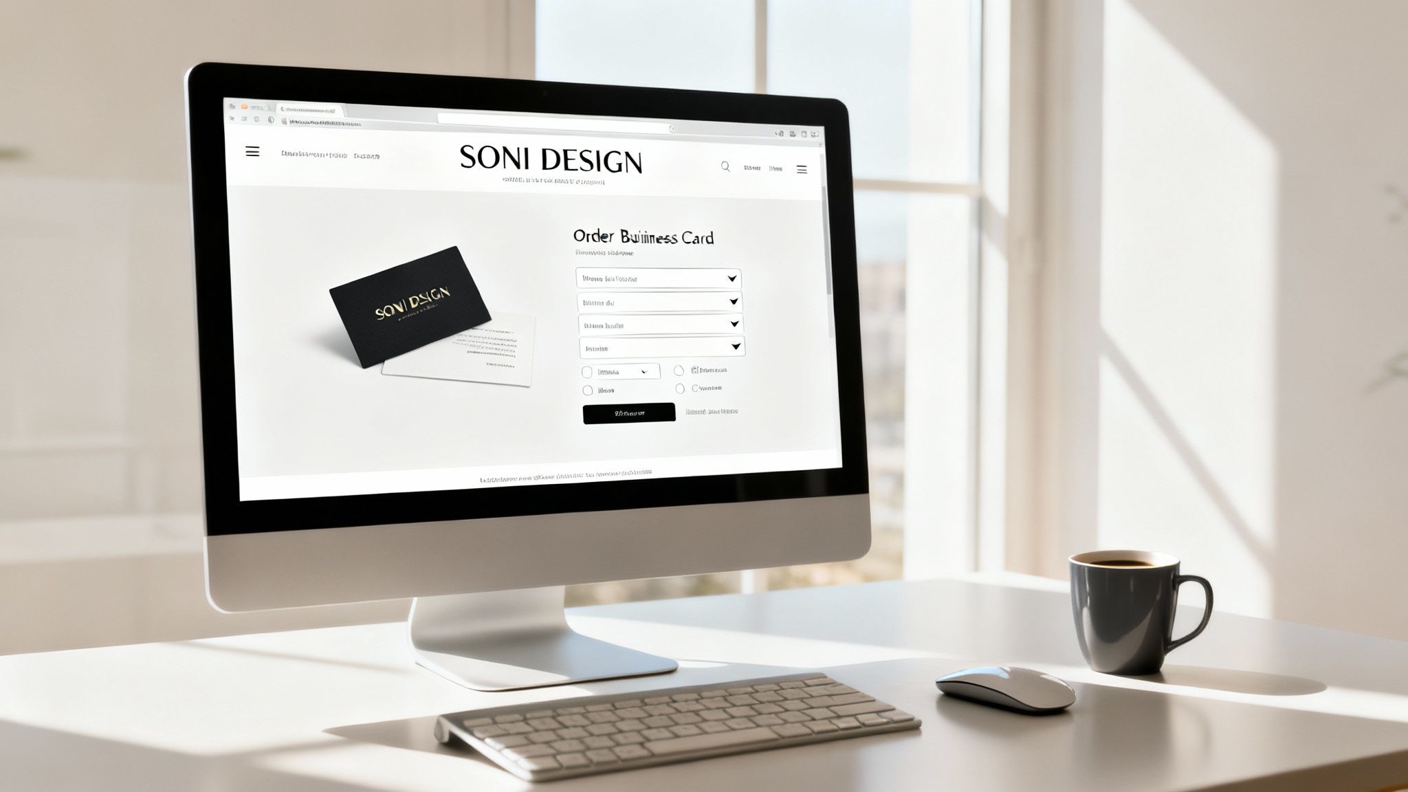 A person's hand holding a business card over a laptop keyboard, indicating an online order process.