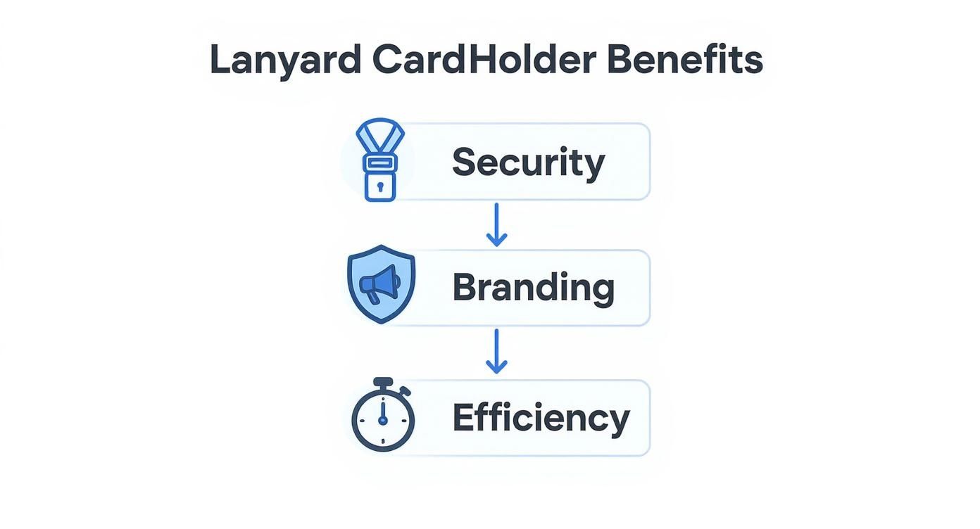 Infographic about lanyard card holder