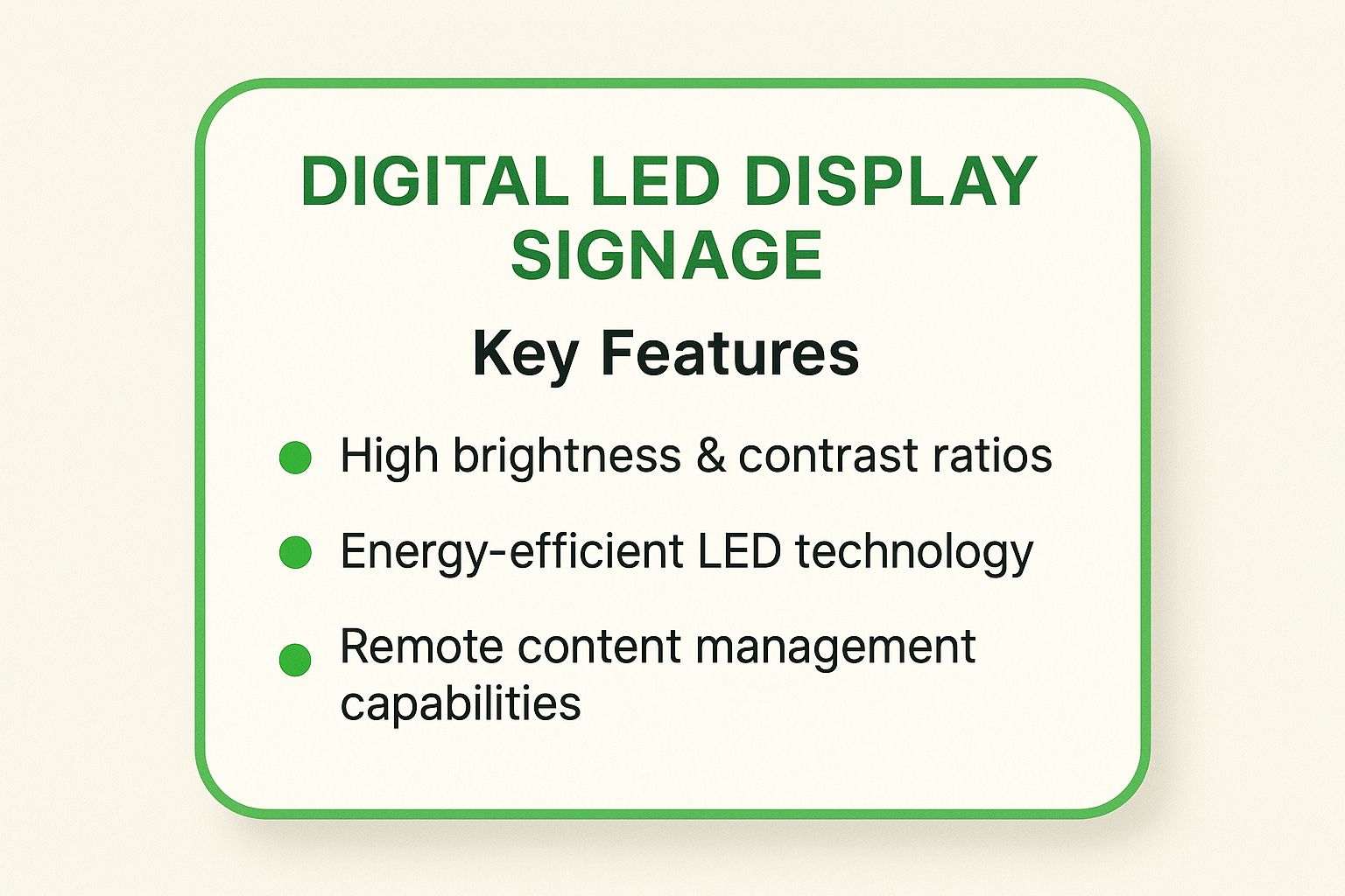 Infographic showing key data about Digital LED Display Signage