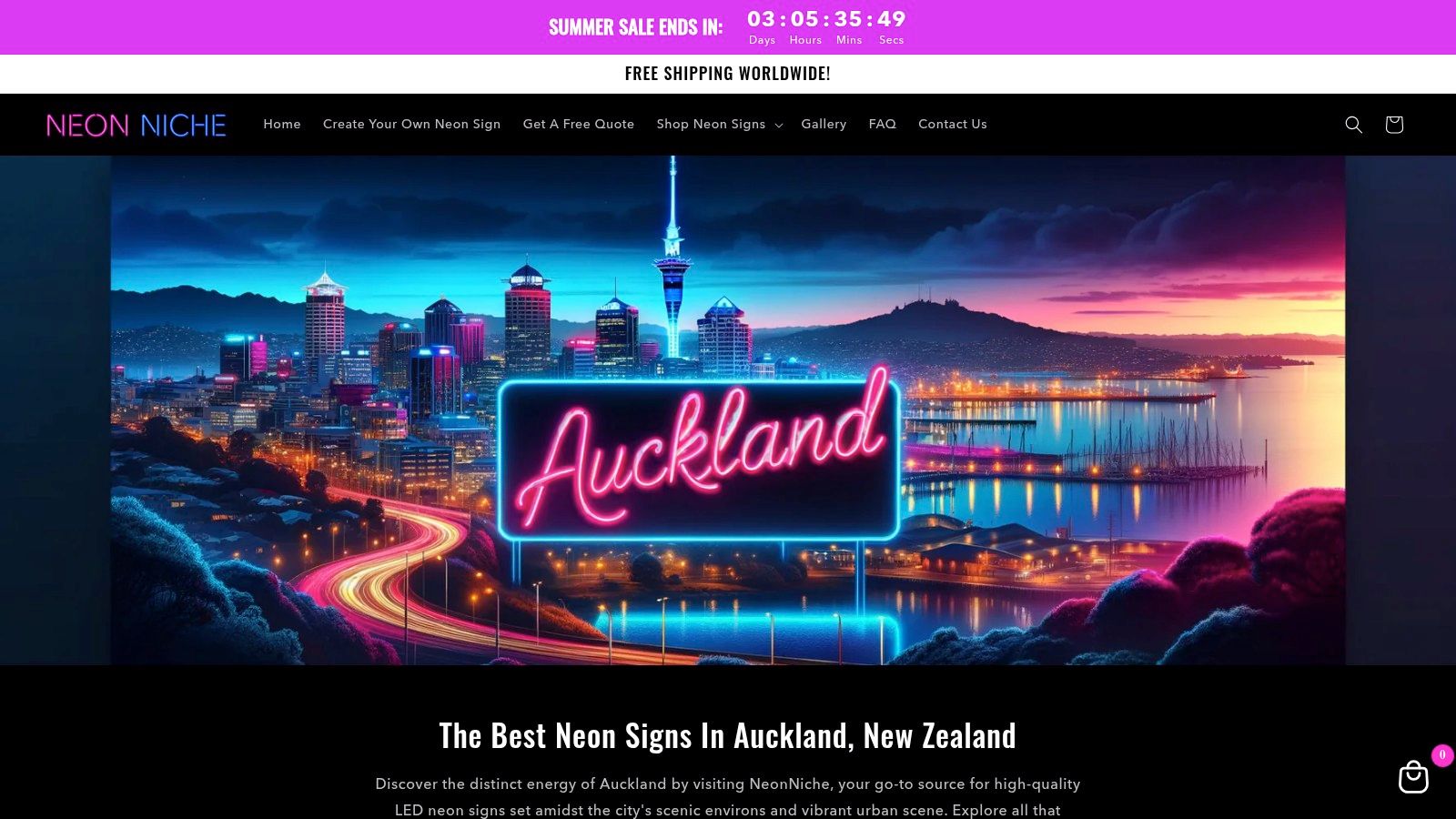 Neon Niche (ships to NZ; Auckland landing page)