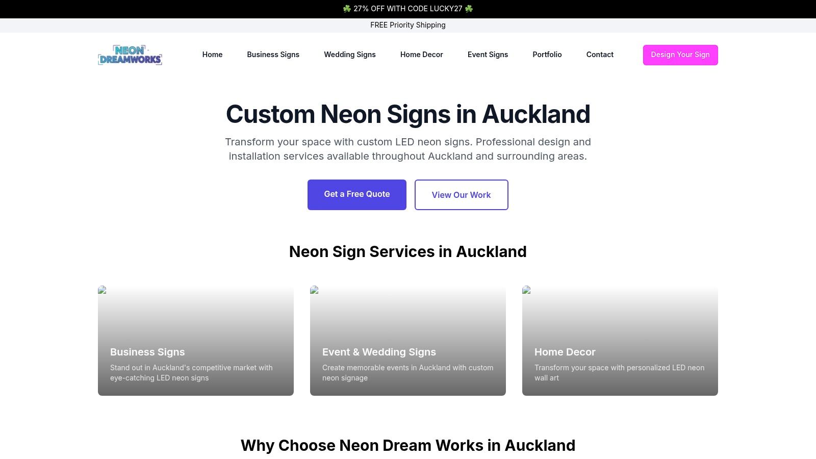 Neon Dream Works (Auckland service page)