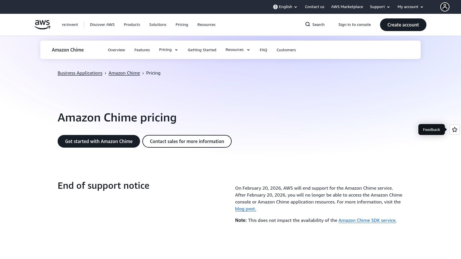 Amazon Chime pricing and features