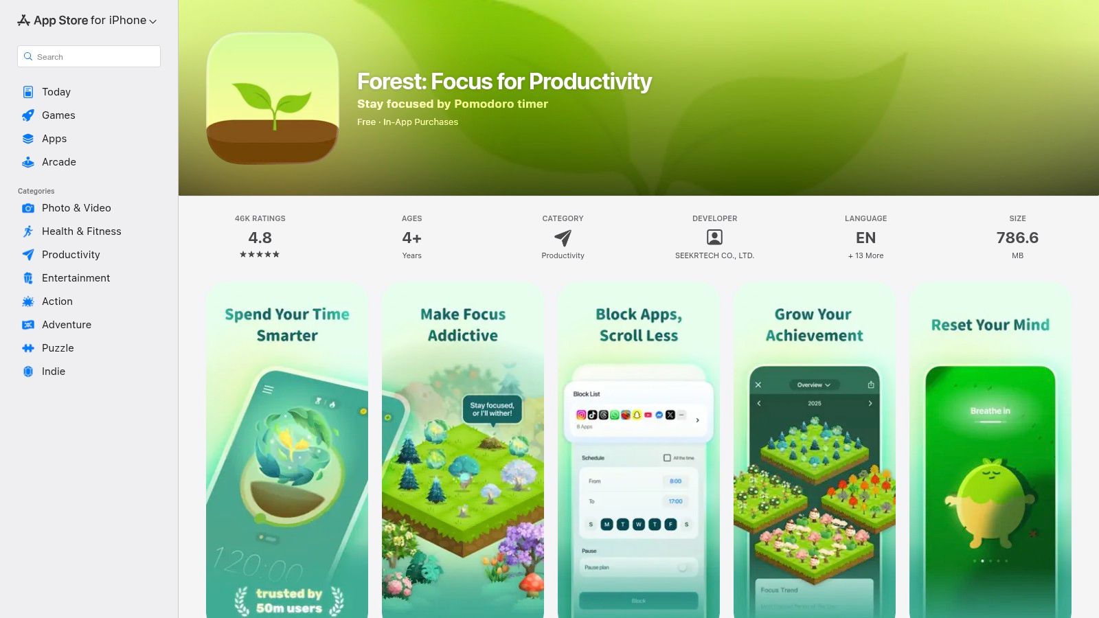 Forest – focus timer (iOS/Android)