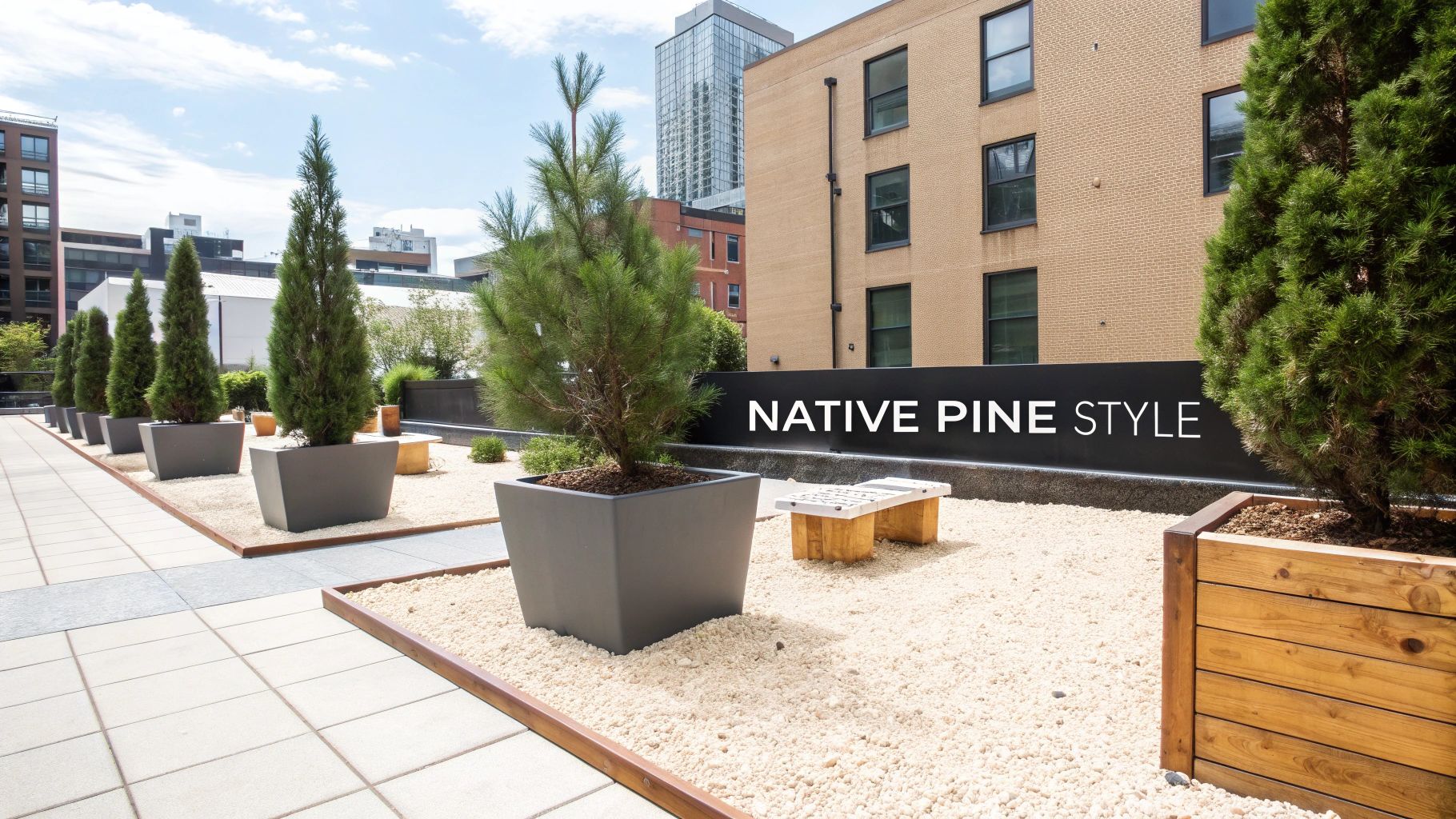 Silvery-blue foliage of an Australian native pine tree in a landscaped garden
