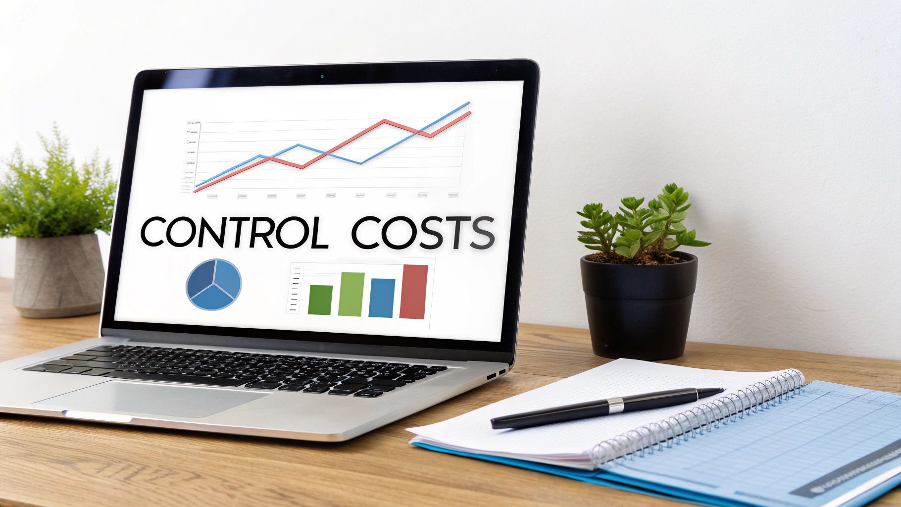 A person working on a laptop with charts and graphs in the background, symbolising control over website health.