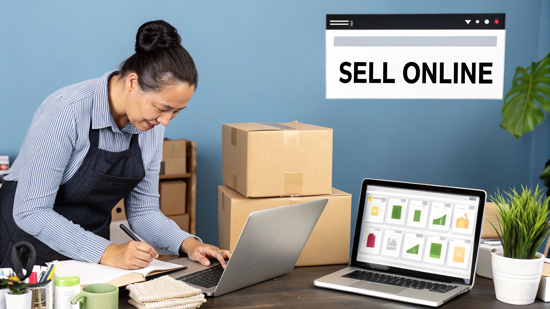 A person using a laptop with a Wix e-commerce dashboard on the screen