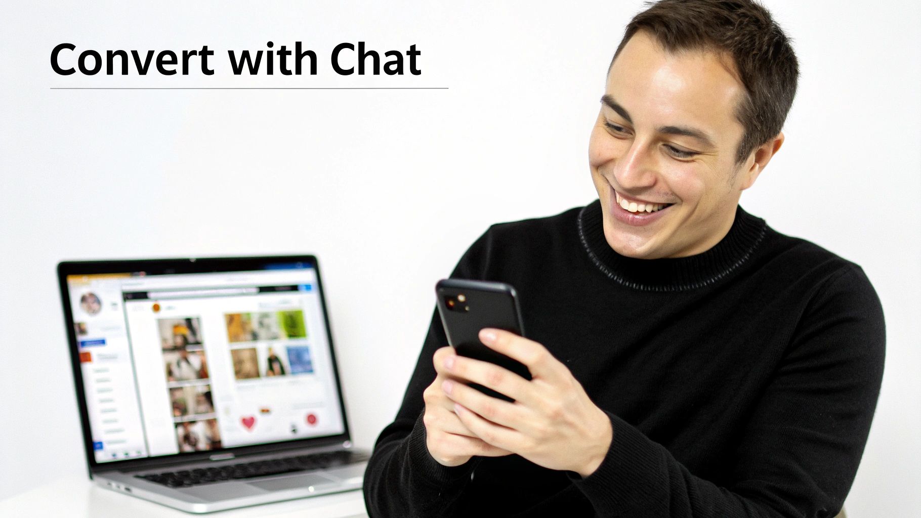 A person using a laptop with a live chat wix widget open, showing an active conversation