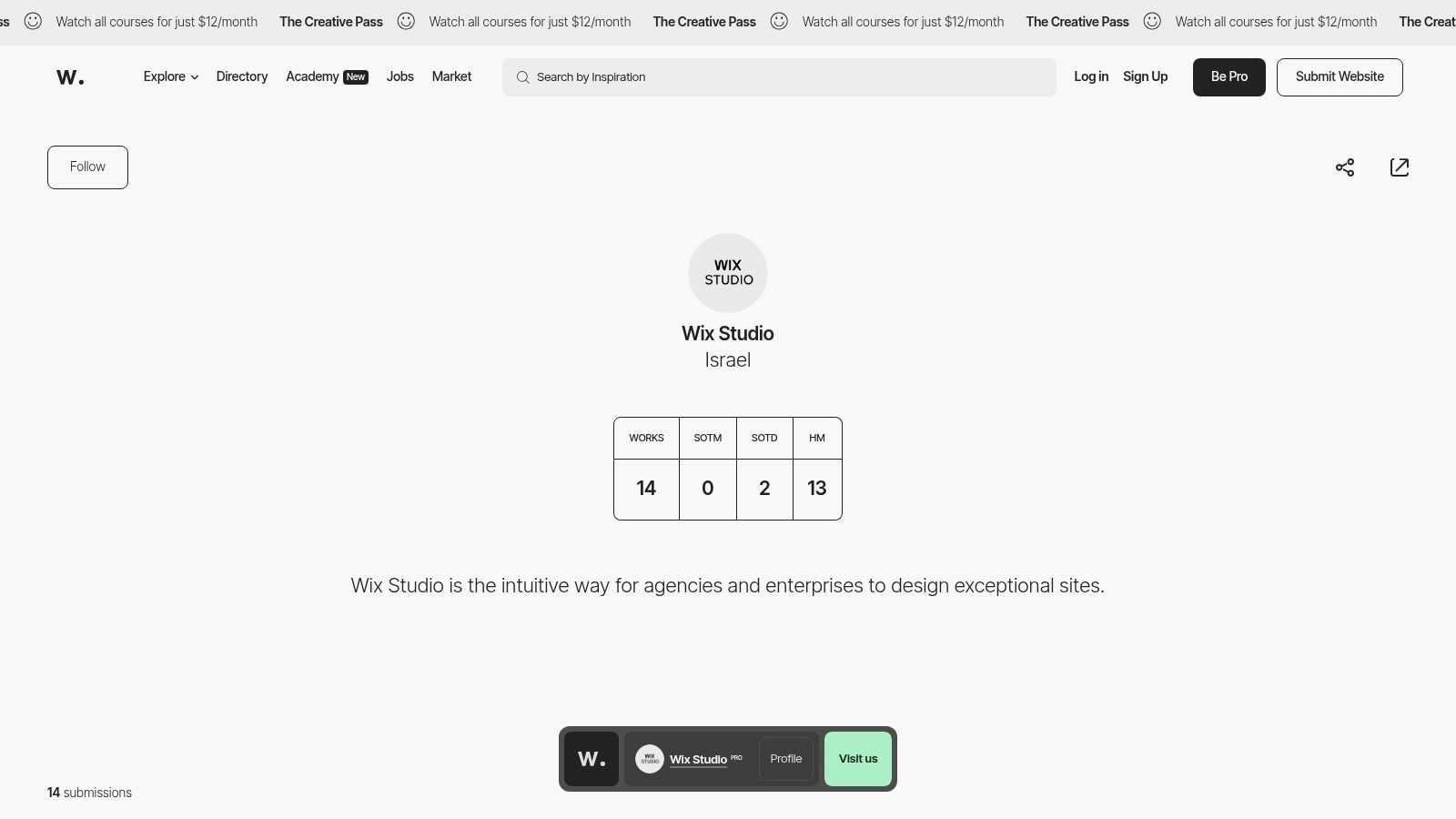 Awwwards – Wix Studio Profile & Submissions (examples gallery)