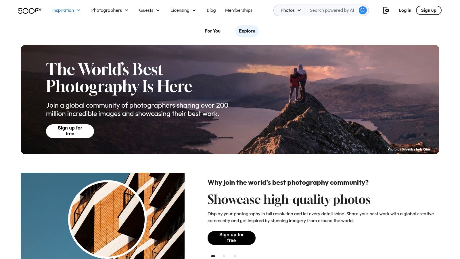 A stunning mountain landscape photo from a 500px portfolio example