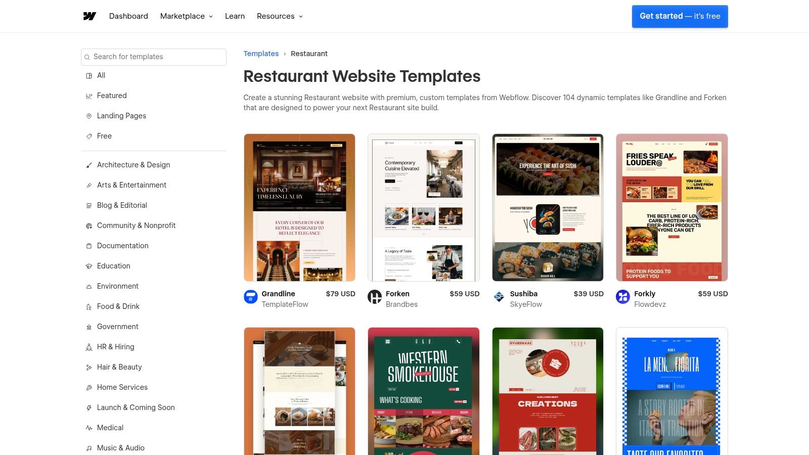 Webflow – Restaurant Website Templates