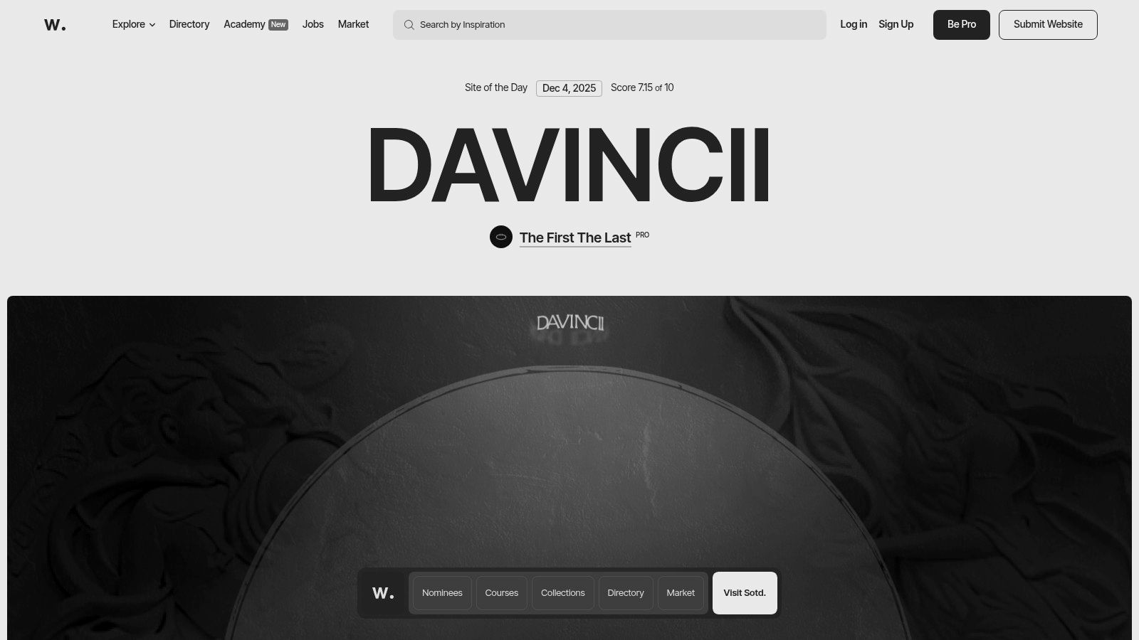 Screenshot of the Awwwards website homepage, showcasing a curated list of award-winning website designs with vibrant imagery and modern typography.