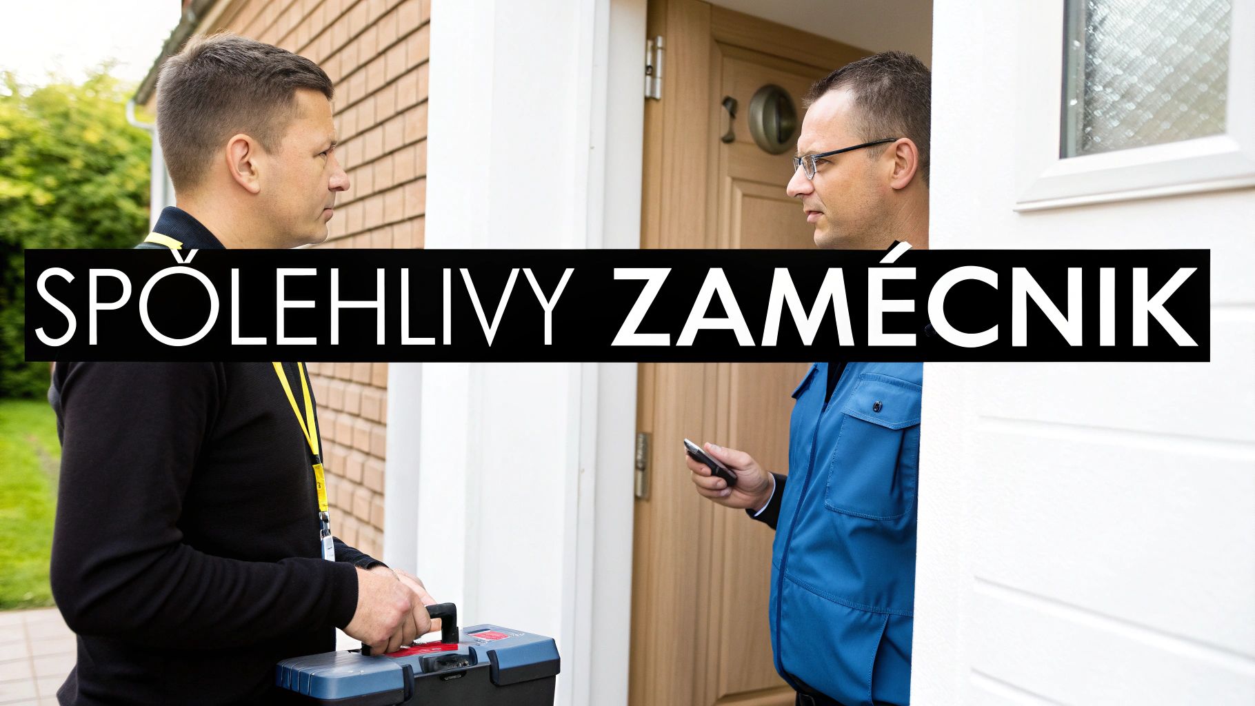 Spolehlivý zámečník s nářadím u dveří, připraven pomoci s nouzovým otevíráním.