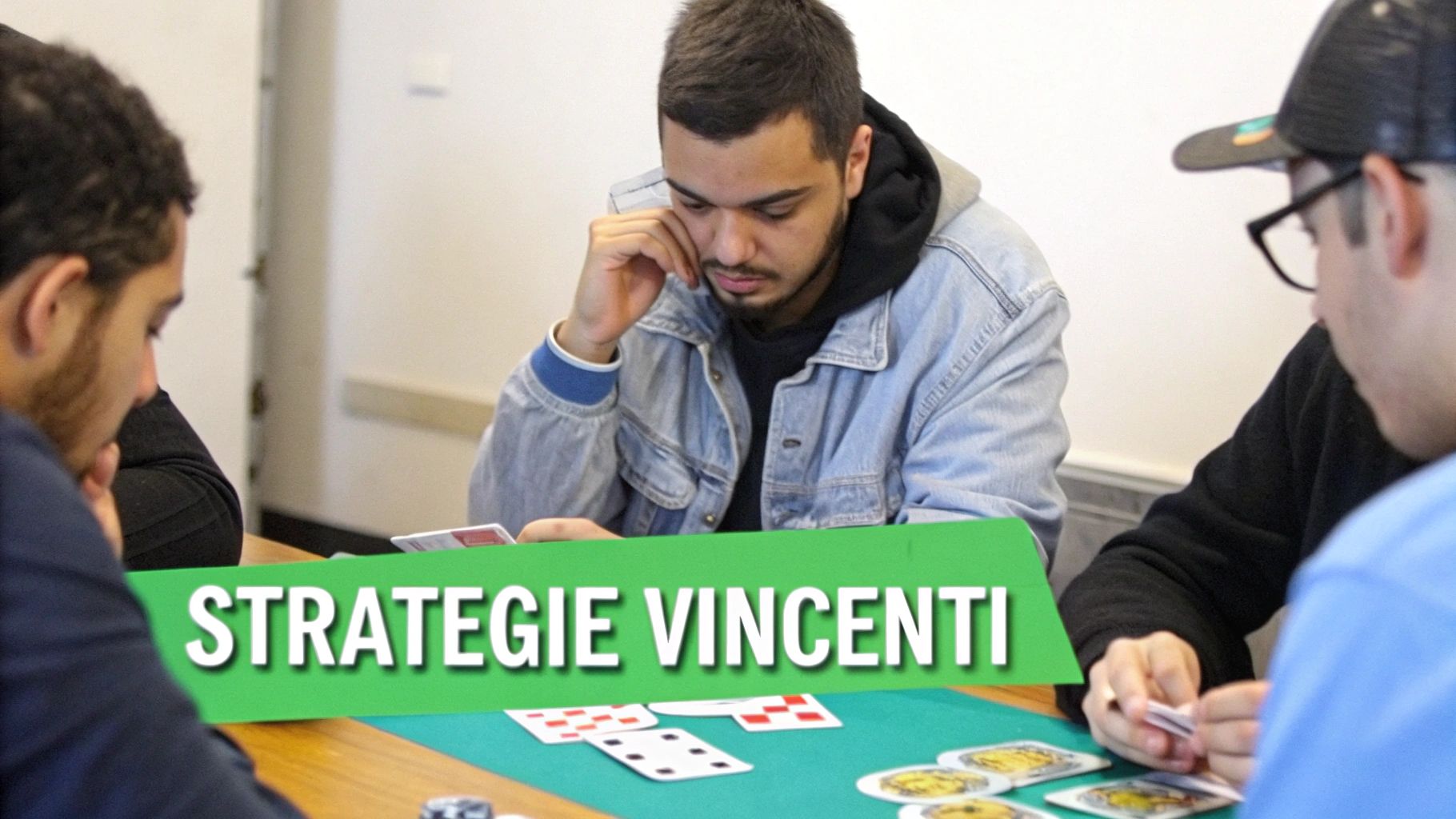 A person thinking about their next move in a card game