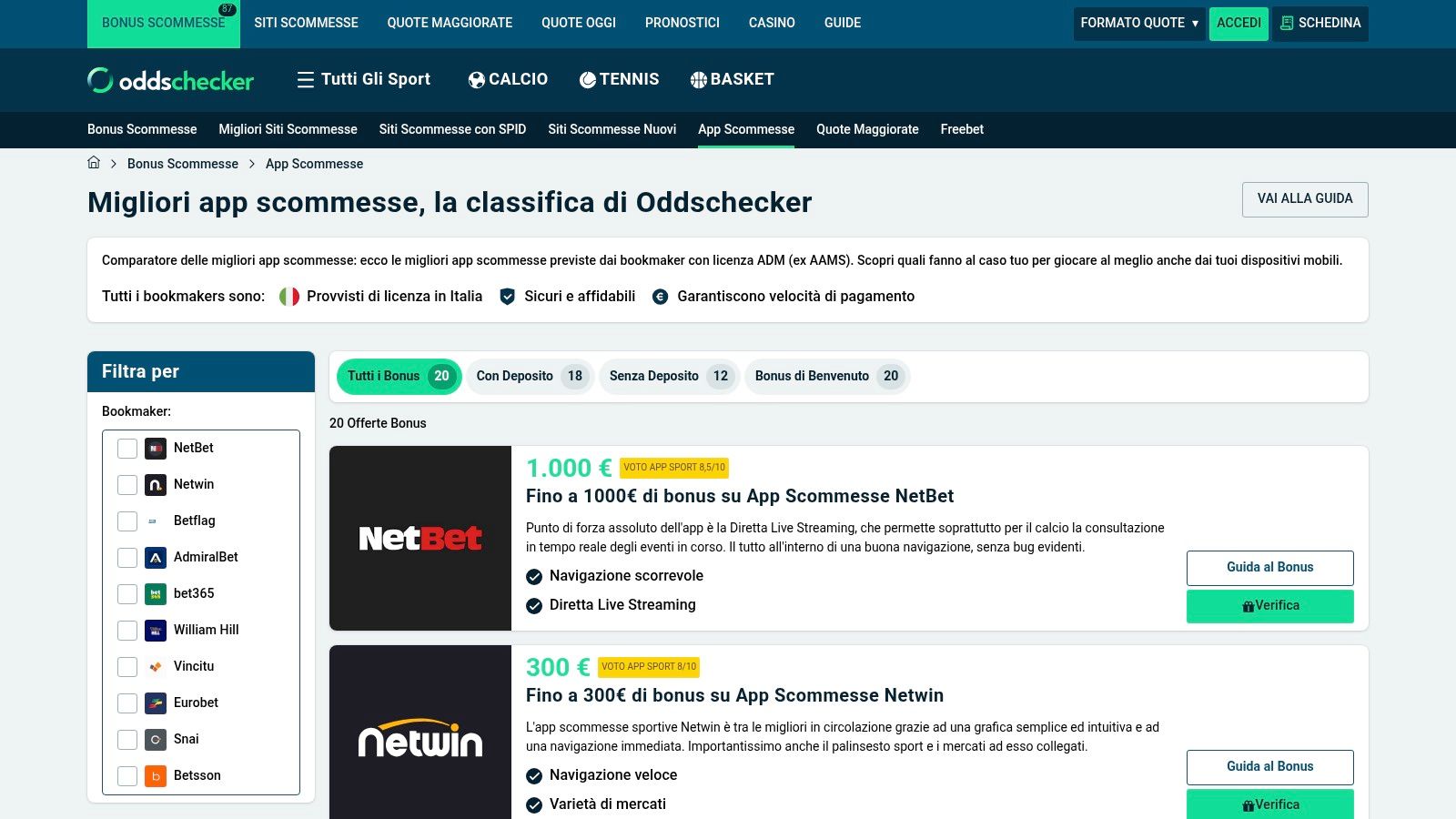 Oddschecker Italia (comparatore)