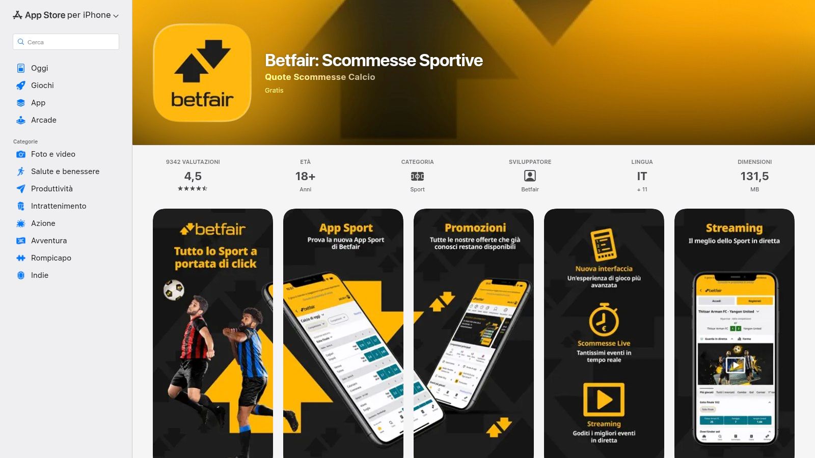 Betfair (Sport + Exchange)